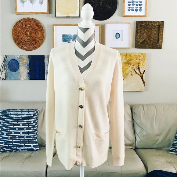 Tory Burch Sweaters - Tory Burch Jewel Button Long Career Wool Cardigan